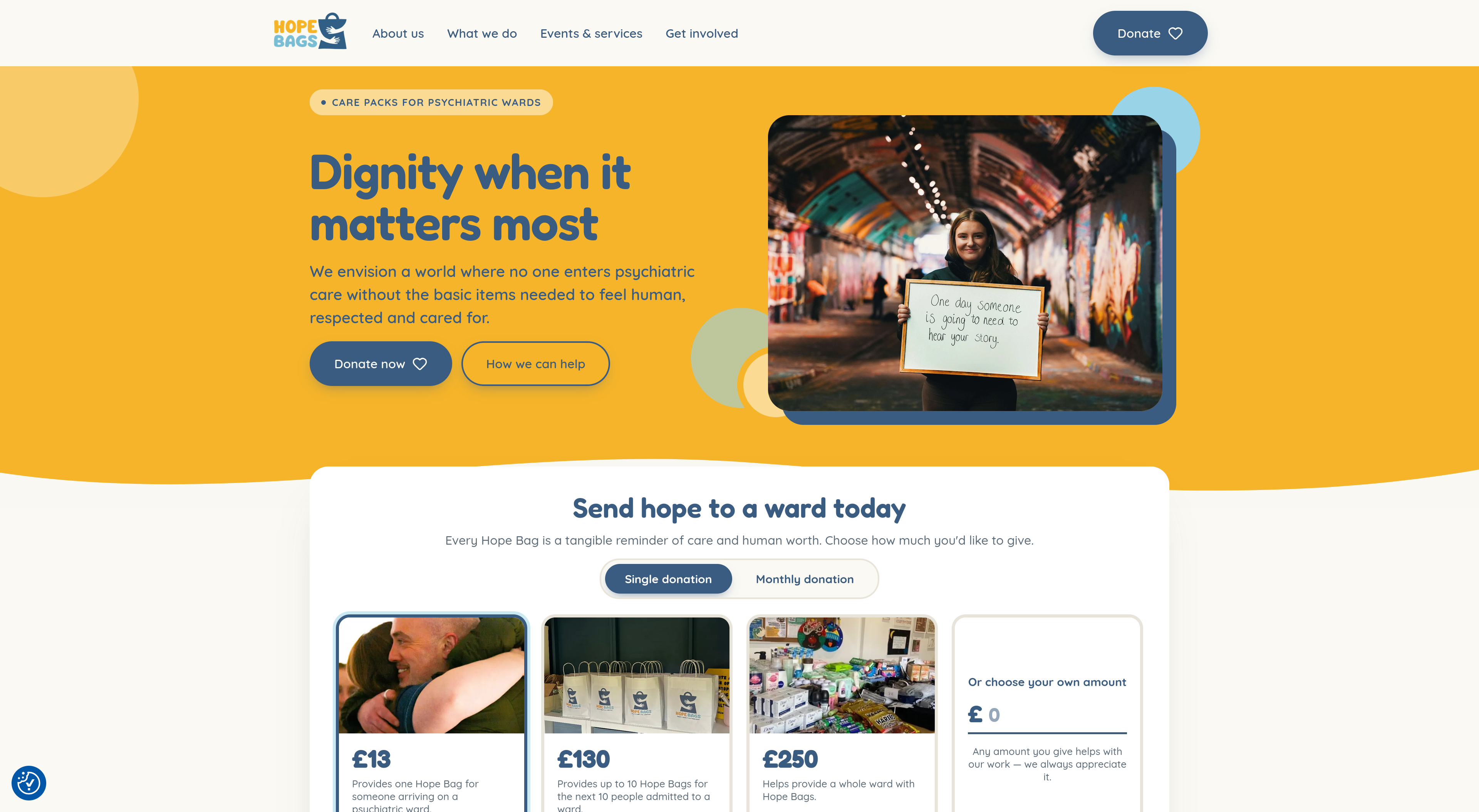 Hope Bags Foundation live site